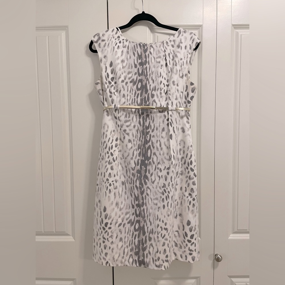 Calvin Klein size 12 white leopard print dress